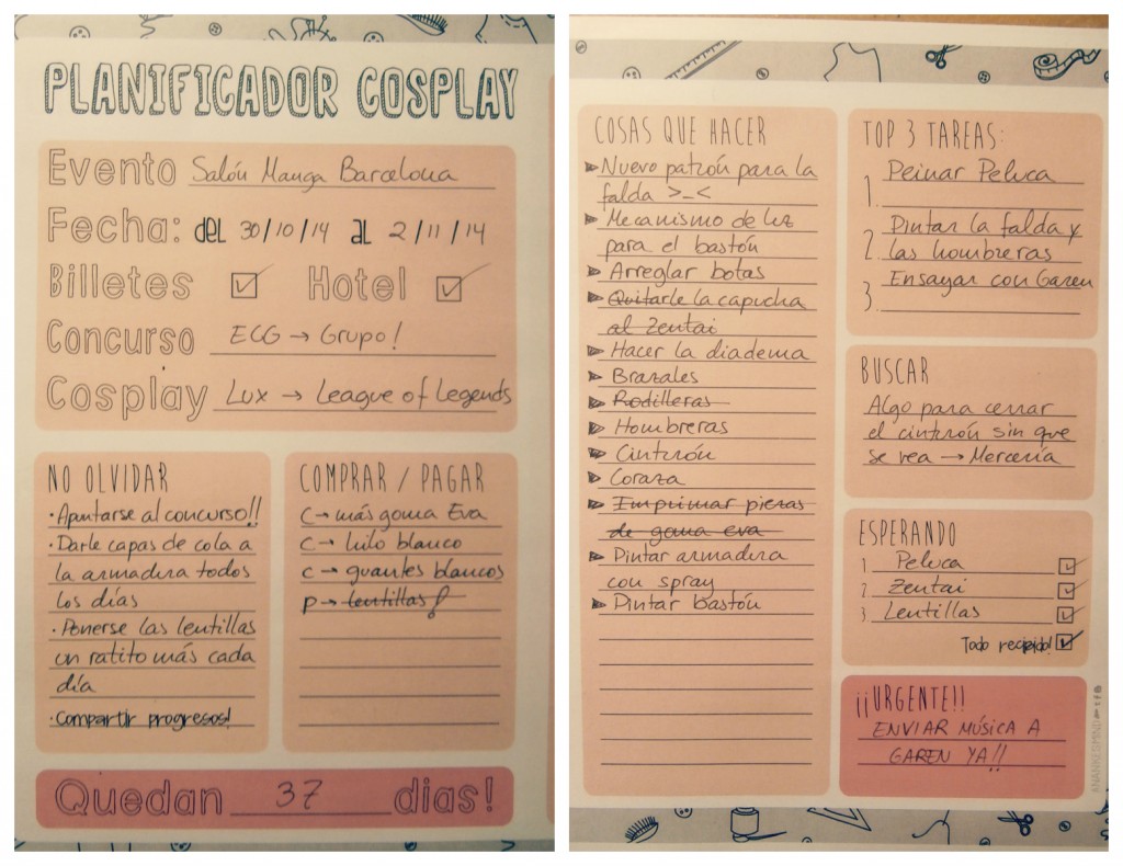 Cosplay planner